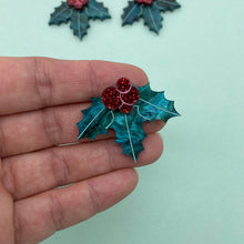 Load image into Gallery viewer, Christmas Holly Mini Brooch
