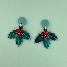 Load image into Gallery viewer, Christmas Holly Earrings
