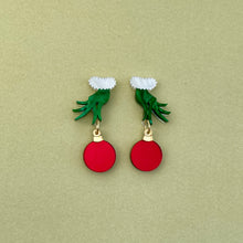 Load image into Gallery viewer, Grinch Bauble Earrings
