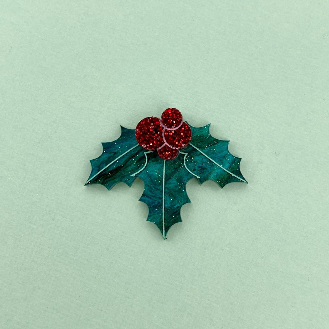 Christmas Holly Mini Brooch