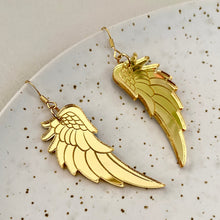 Load image into Gallery viewer, Angel Wing Drop Earrings - Gold Mirror
