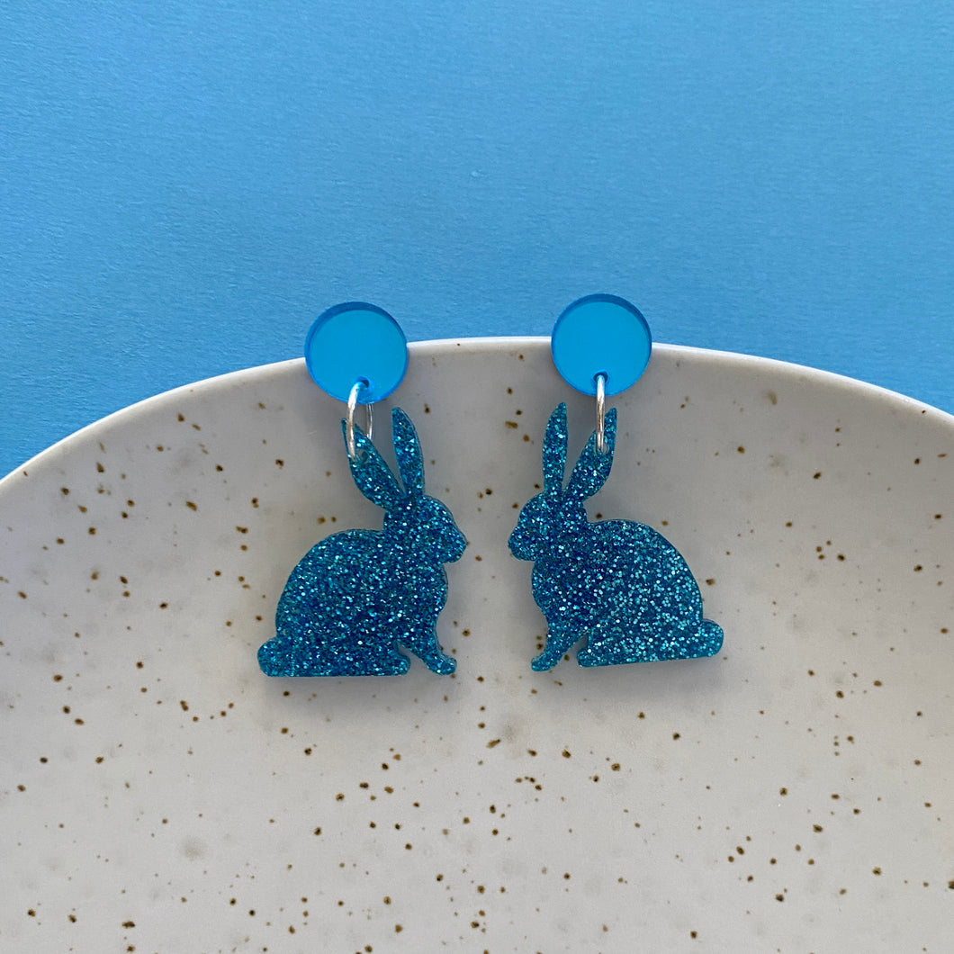 Bunny Glitter earrings - Blue