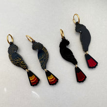 Load image into Gallery viewer, Red-Tailed Black Cockatoo Statement Earrings
