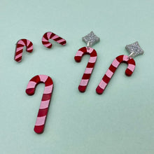 Load image into Gallery viewer, Strawberry Candy Cane Stud Earrings
