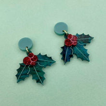 Load image into Gallery viewer, Christmas Holly Earrings
