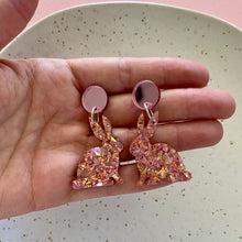 Load image into Gallery viewer, Bunny Glitter earrings - Pink
