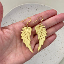 Load image into Gallery viewer, Angel Wing Drop Earrings - Gold Mirror
