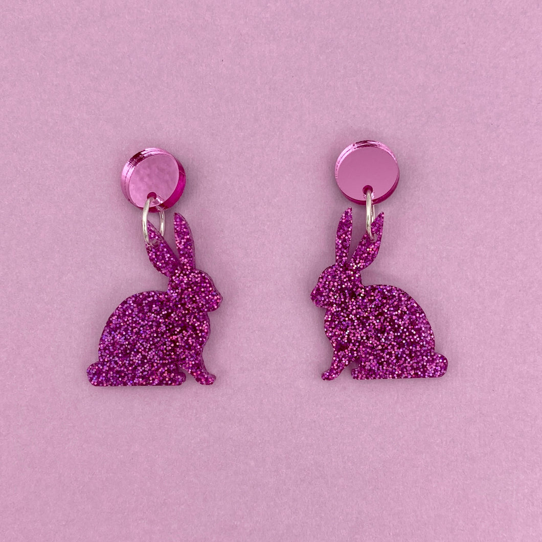 Bunny Glitter earrings - Magenta