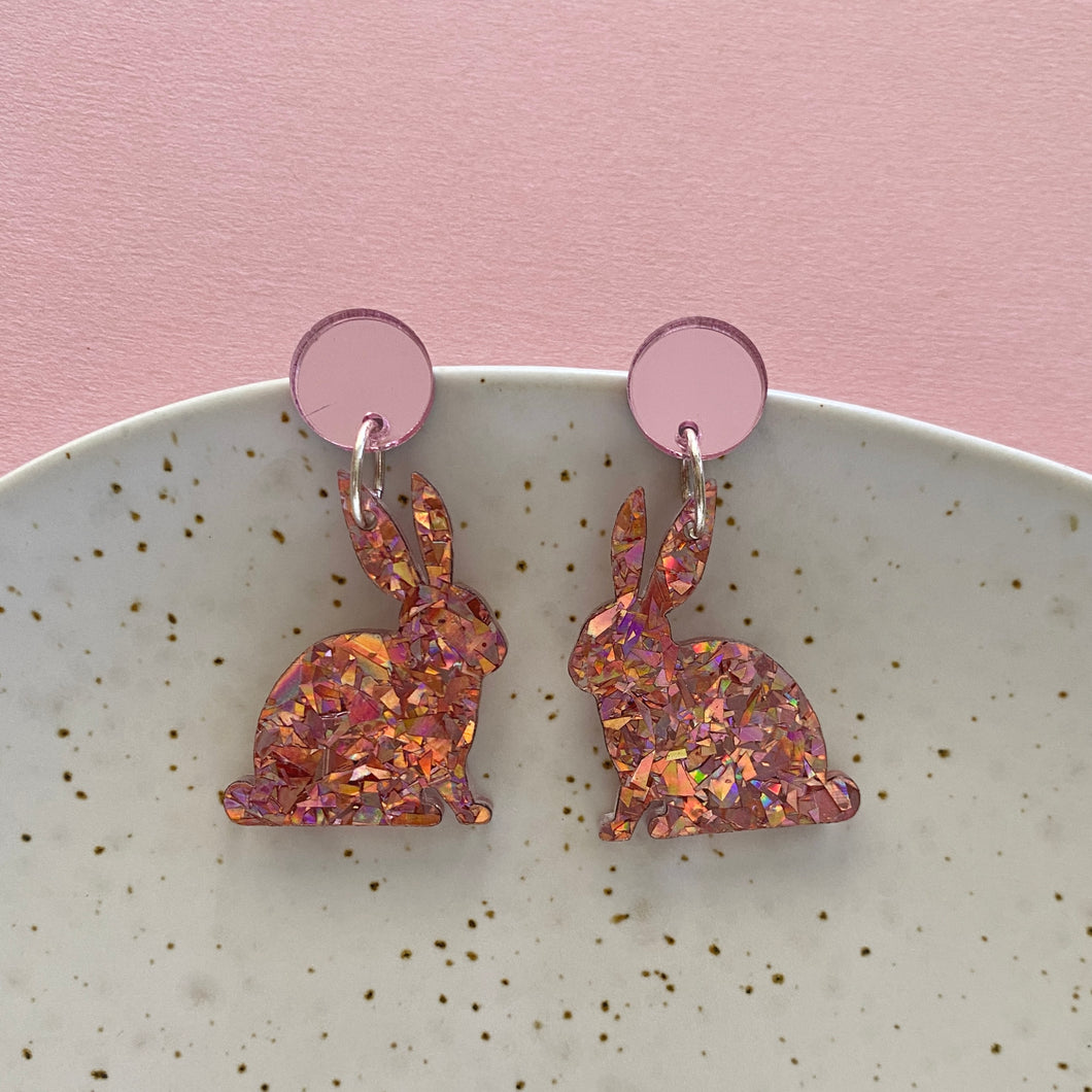 Bunny Glitter earrings - Pink