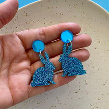 Load image into Gallery viewer, Bunny Glitter earrings - Blue
