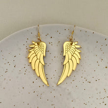 Load image into Gallery viewer, Angel Wing Drop Earrings - Gold Mirror
