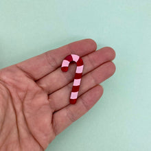 Load image into Gallery viewer, Strawberry Candy Cane Mini Brooch
