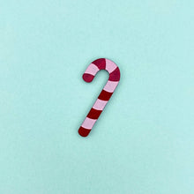 Load image into Gallery viewer, Strawberry Candy Cane Mini Brooch
