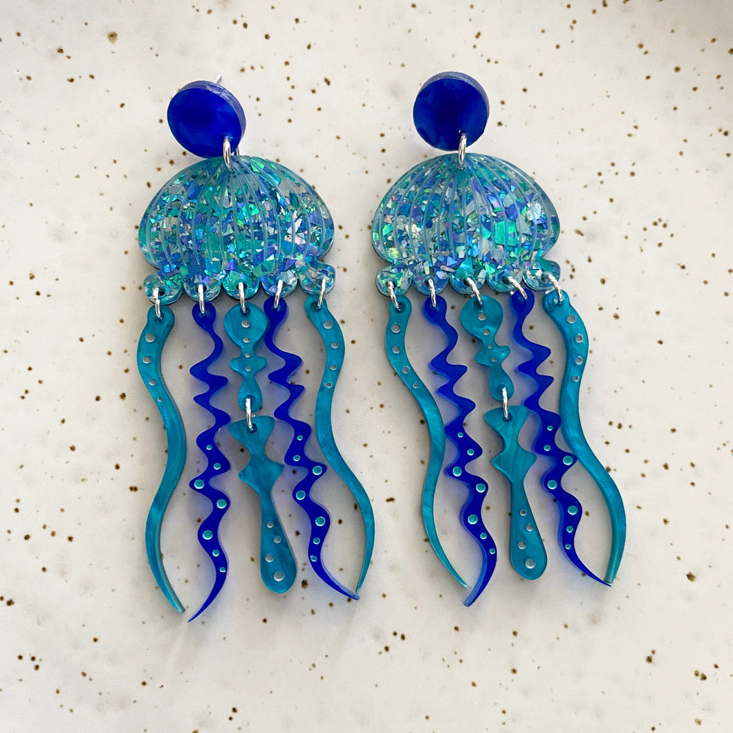 Giant Jellyfish Statement Earrings - Neon Disco (Copy)